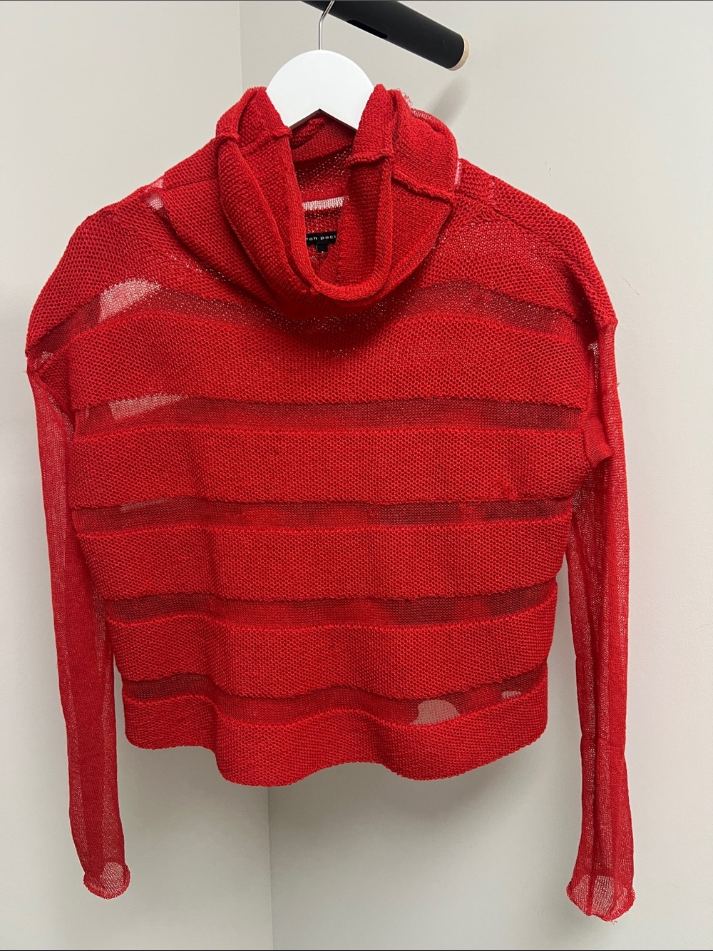 Sarah Pacini Sheer Striped Turtleneck Sweater